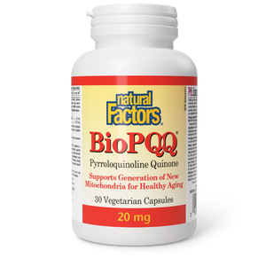 Natural Factors BioPQQ Pyrroloquinoline Quinone  20 mg  30 Vegetarian Capsules