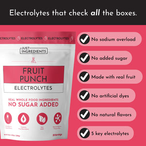 ELECTROLYTES 289G FRUIT PUNCH JUST INGREDIENTS
