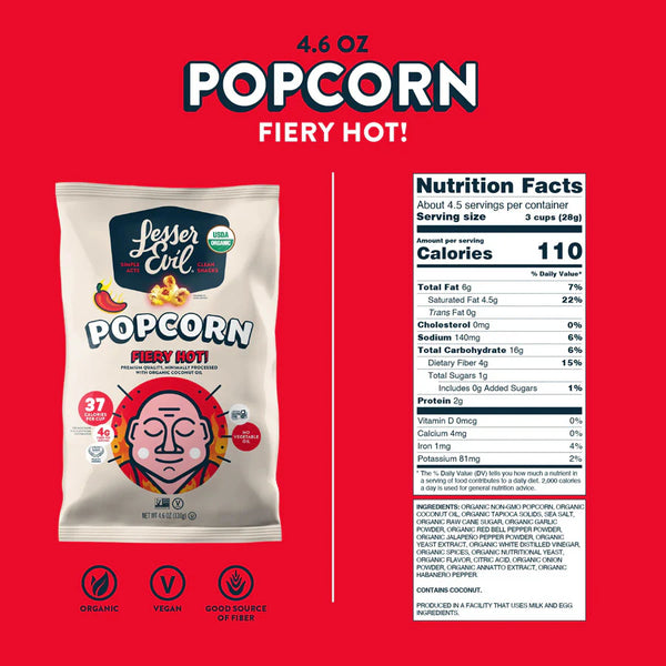 POPCORN 130G FIERY HOT LESSERS – Nature Sante