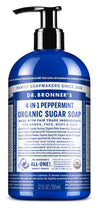 SOAP ORGANIC SUGAR PUMP 355M PEPPERMINT BRONNER