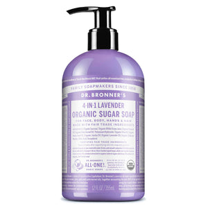 SOAP ORG.SUGAR 355M LAVENDER 4-IN-1 BRONNER