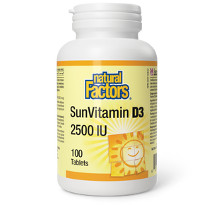 Natural Factors SunVitamin D3  2500 IU  100 Tablets