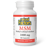 Natural Factors MSM Methyl-sulfonyl-methane  1000 mg  90 Capsules