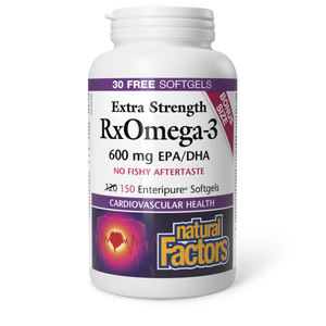 Natural Factors RxOmega-3  Extra Strength  600 mg  150 Enteripure® Softgels
