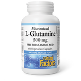 Natural Factors Micronized L-Glutamine Free Form Amino Acid  500 mg  60 Vegetarian Capsules