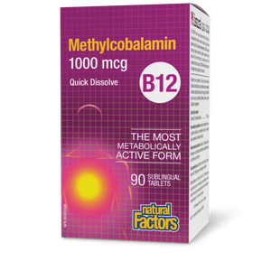 Natural Factors Vitamin B12 Methylcobalamin  1000 mcg  90 Sublingual Tablets