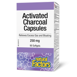 Natural Factors Activated Charcoal Capsules  250 mg  90 Softgels
