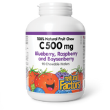 Natural Factors C 500 mg 100% Natural Fruit Chew  500 mg  90 Chewable Wafers Blueberry, Raspberry and Boysenberry