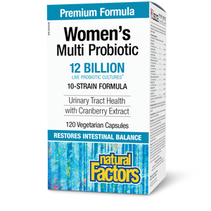 Natural Factors Women's Multi Probiotic   12 Billion Live Probiotic Cultures  120 Vegetarian Capsules