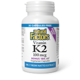 Natural Factors Vitamin K2  100 mcg  180 Vegetarian Capsules