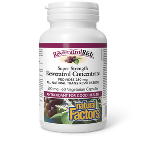 Natural Factors ResveratrolRich® Super Strength Resveratrol Concentrate  500 mg  60 Vegetarian Capsules