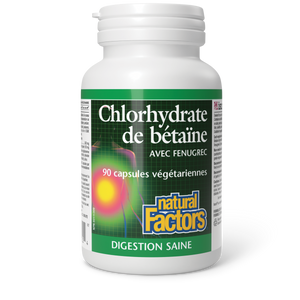 Natural Factors Betaine Hydrochloride  with Fenugreek   90 Vegetarian Capsules