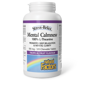 Natural Factors Mental Calmness  100 mg  120 Chewable Tablets Tropical fruit flavour