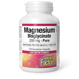 Natural Factors Magnesium Bisglycinate Pure  200 mg  120 Vegetarian Capsules