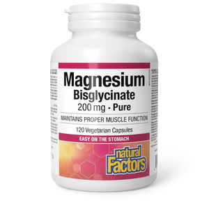 Natural Factors Magnesium Bisglycinate Pure  200 mg  120 Vegetarian Capsules