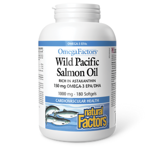 Natural Factors Wild Pacific Salmon Oil  RICH IN ASTAXANTHIN    1000 mg  180 Softgels