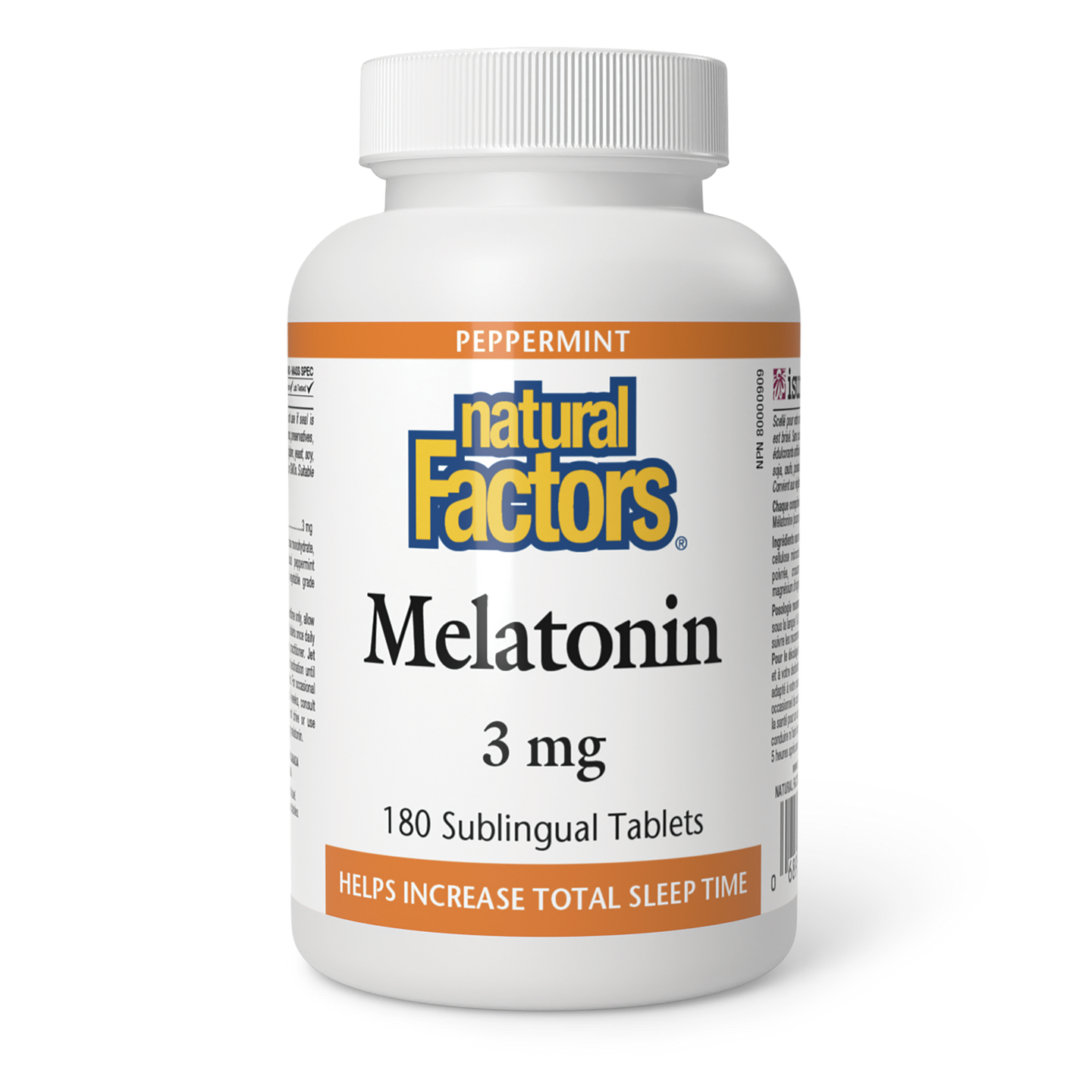 Natural Factors Melatonin 3 mg 180 Sublingual Tablets Peppermint ...