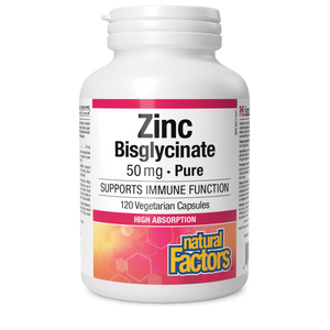 Natural Factors Zinc Bisglycinate Pure  50 mg  120 Vegetarian Capsules