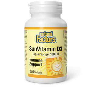 Natural Factors SunVitamin D3  1000 IU  360 Softgels