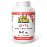 Natural Factors MSM Methyl-sulfonyl-methane  1000 mg  240 Capsules