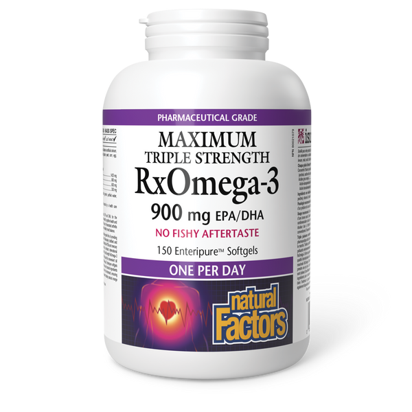 Natural Factors RxOmega-3 Maximum Triple Strength 900 mg 150 Enteripur ...