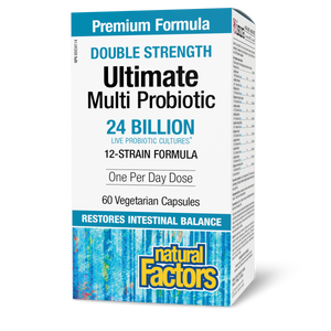 Natural Factors Ultimate Multi Probiotic Double Strength  24 Billion Live Probiotic Cultures  60 Vegetarian Capsules