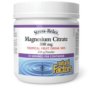 Natural Factors Magnesium Citrate  300 mg  250 g Powder Tropical Fruit Flavour