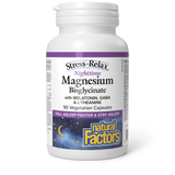 Natural Factors Nighttime Magnesium Bisglycinate with Melatonin, GABA & L-Theanine   90 Vegetarian Capsules