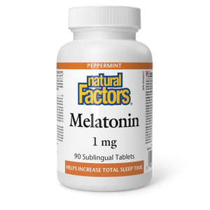 Natural Factors Melatonin  1 mg  90 Sublingual Tablets Peppermint