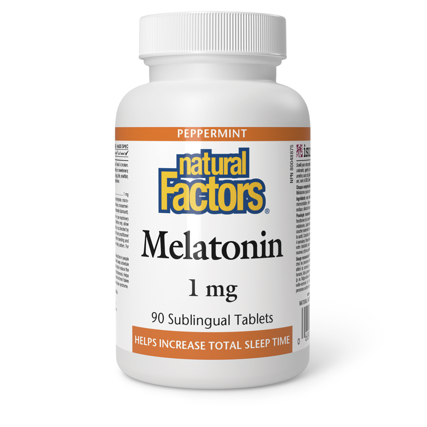Natural Factors Melatonin 1 mg 90 Sublingual Tablets Peppermint ...