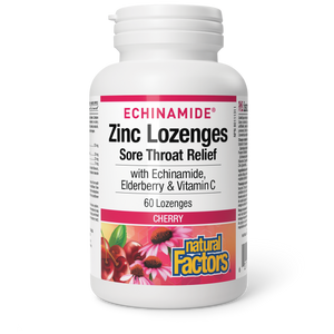 Natural Factors Zinc Lozenges    with  Echinamide, Elderberry & Vitamin C     60 Lozenges Cherry