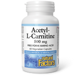 Natural Factors Acetyl-L-Carnitine  500 mg  60 Vegetarian Capsules