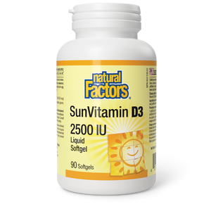 Natural Factors SunVitamin D3  2500 IU  90 Softgels