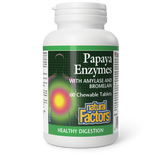 Natural Factors Papaya Enzymes with Amylase and Bromelain   60 Chewable Tablets