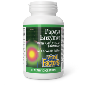 Natural Factors Papaya Enzymes with Amylase and Bromelain   60 Chewable Tablets