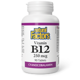Natural Factors Vitamin B12  250 mcg  90 Tablets
