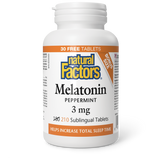 Natural Factors Melatonin   3 mg  210 Sublingual Tablets Peppermint