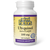 Natural Factors Ubiquinol Active CoQ10  100 mg  120 Softgels