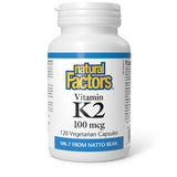 Natural Factors Vitamin K2  100 mcg  120 Vegetarian Capsules