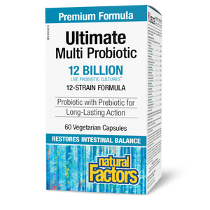 Natural Factors Ultimate Multi Probiotic   12 Billion Live Probiotic Cultures  60 Vegetarian Capsules