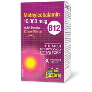 Natural Factors B12 Methylcobalamin   10,000 mcg  30 Sublingual Tablets Cherry