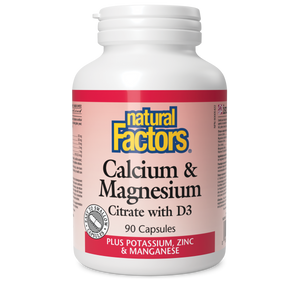 Natural Factors Calcium & Magnesium Citrate with D3 Plus Potassium, Zinc & Manganese   90 Capsules