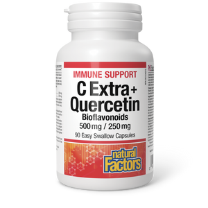 Natural Factors C Extra + Quercetin  Bioflavonoids   500 mg / 250 mg  90 Easy Swallow Capsules