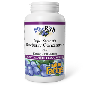 Natural Factors BlueRich® Super Strength Blueberry Concentrate  500 mg  180 Softgels