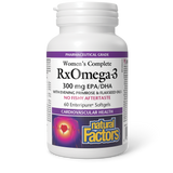Natural Factors Women's Complete RxOmega-3 With Evening Primrose & Flaxseed Oils  300 mg EPA/DHA  60 Enteripure® Softgels