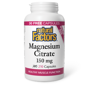 Natural Factors Magnesium Citrate  150 mg  210 Capsules