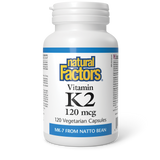 Natural Factors Vitamin K2  120 mcg  120 Vegetarian Capsules