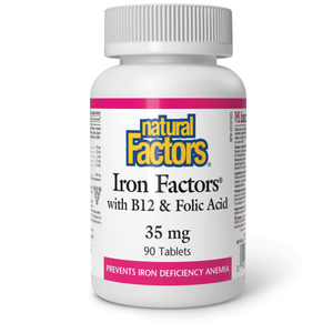 Natural Factors Iron Factors with B12 & Folic Acid  35 mg  90 Tablets
