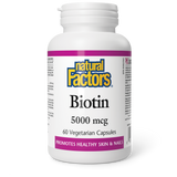 Natural Factors Biotin  5000 mcg  60 Vegetarian Capsules
