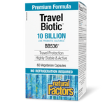 Natural Factors Travel Biotic BB536®  10 Billion Live Probiotic Cultures  60 Vegetarian Capsules